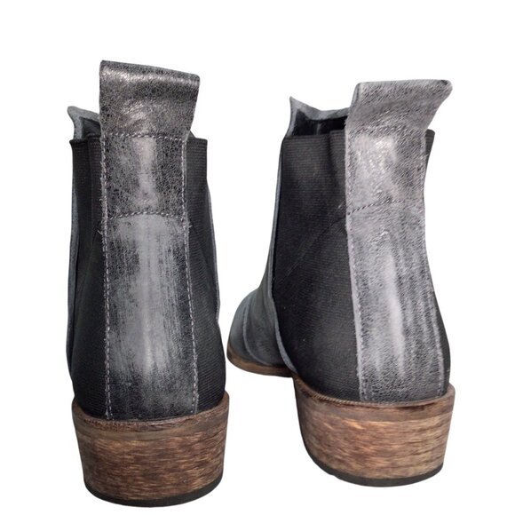 SIXTYSEVEN Anthropologie 39 Pull On Distressed Leather Ankle Boot Gored Low Heel - Picture 5 of 8